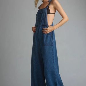 Anthropologie Wide Leg Denim Jumpsuit